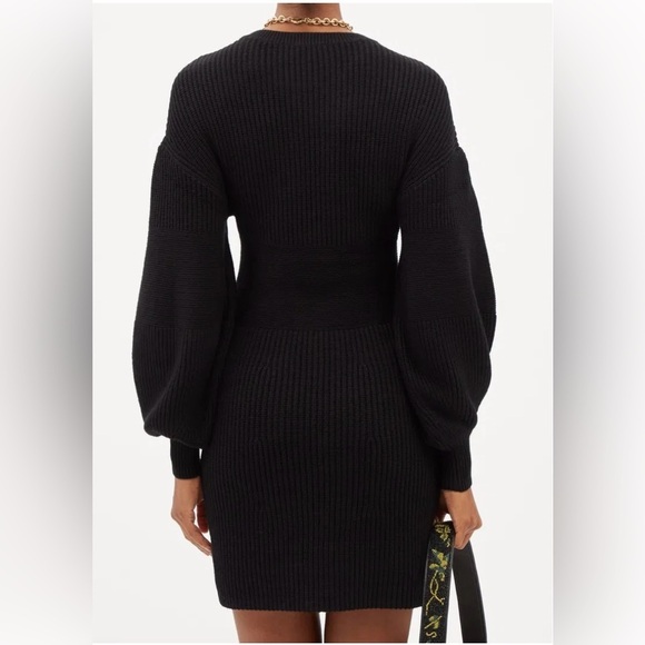 STAUD dress Marylebone balloon sleeve ribbed knit mini dress NWT black S $245- - Picture 3 of 12
